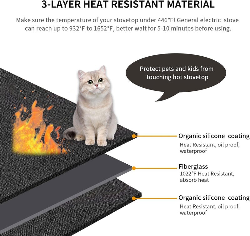 VCHOMY Electric Stove Top Cover - 29.5 * 21Inch Silicone Coated Fiberglass Heat Resistant Glass Ceramic Stovetop Protector Mat, Prevents Scratching, Expands Usable Space - Image 2
